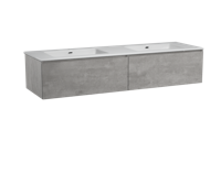Storke Edge zwevend badmeubel 170 x 52 cm beton donkergrijs met Diva dubbele wastafel in glanzend composiet marmer