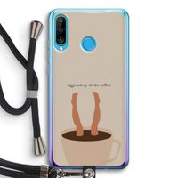 Aggressively drinks coffee: Huawei P30 Lite Transparant Hoesje met koord