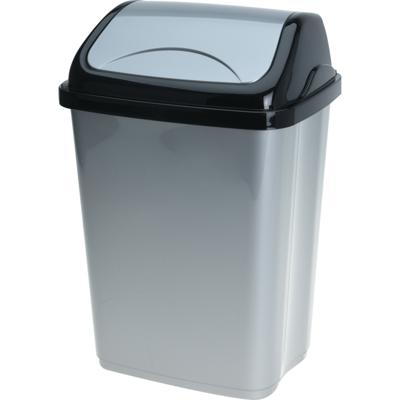 Storage Solutions Afvalemmer SWING - 5 liter - grijs/zwart - met klep deksel - kunststof