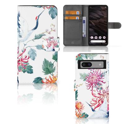 Google Pixel 7A | Telefoonhoesje | Met pasjeshouder | Bird Flowers