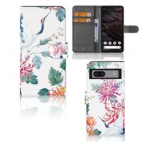 Google Pixel 7A | Telefoonhoesje | Met pasjeshouder | Bird Flowers