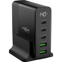 Ansmann Desktop Ladegerät mit Display DC5140PD 140W USB-oplader 140 W 2x USB-A, 3x USB-C USB PD Zwart Binnen Ansmann Desktop Ladegerät mit Display DC5140PD 140W USB-oplader 140 W 2x USB-A, 3x USB-C USB PD Zwart Binnen