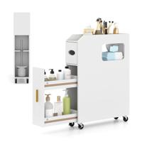 Kleine Badkamerkast 16 cm Smalle Organizer met Uittrekbare Lade Tissuebox Wit