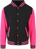 Just JH043 Varsity Jacket - Jet Black/Hot Pink - XS