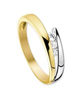 Ring geel-en witgoud-zirconia wit 5,5 mm