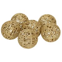 6x Rotan kerstballen goud met glitters 5 cm kerstboomversiering