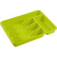 Bestekbak - groen - 5 vakken - 34 x 26 x 5 cm - lade indeling - bestekhouders