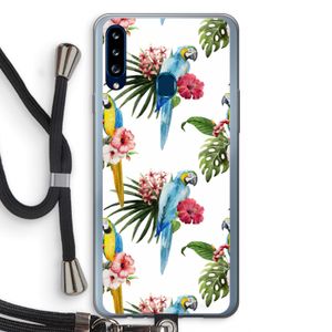 Kleurrijke papegaaien: Samsung Galaxy A20s Transparant Hoesje met koord