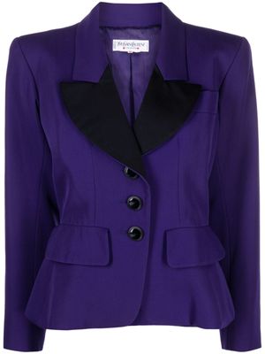 Saint Laurent Pre-Owned veste à revers contrastants - Violet