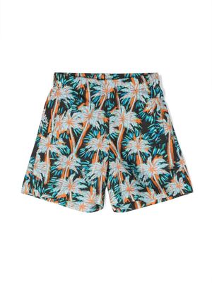 Palm Angels Kids short en coton à imprimé graphique - Noir
