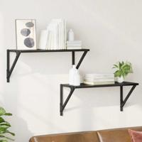 Wandplanken 2 pcs Zwart Eiken 60 x 25 x 25,5 cm Bewerkt hout