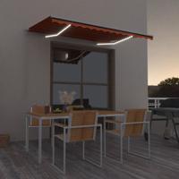 Luifel handmatig uittrekbaar met LED 300x250 cm oranje en bruin