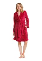 Roze fleece kimono met ruffles -100cm-(52-54) XXL - thumbnail