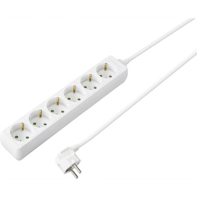 Sygonix SY-4891000 Stekkerdoos 6-voudig Wit Randaarde stekker 1 stuk(s)