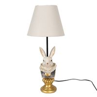 HAES DECO - Tafellamp - Dramatic Chic - Stijlvol Konijn, Ø 23x53 cm - Goudkleurig - Bureaulamp, Sfeerlamp, Nachtlampje