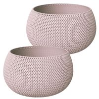 Set van 2x stuks plantenpotten/bloempotten kunststof dia 37 cm en hoogte 22 cm midden roze