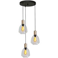 Masterlight 3-lichts vide hanglamp - goud -Porto met Nicolette clear glazen - 2712-05-02-35-3-12