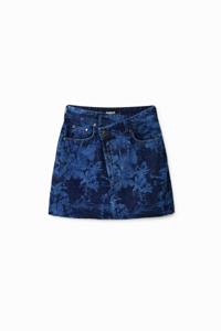 Tropische denim minirok - BLUE - XL