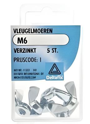 Vleugelmoer m6 verz 5st - Deltafix