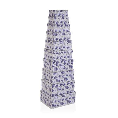 Set van opstapelbare opbergboxen Versa Lila Karton 15 Onderdelen