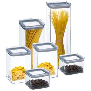 Keuken/voedsel voorraadpotten set 6x - kunststof - 500/1000/1500/2000 ml - luchtdicht