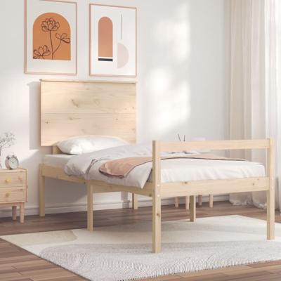 Seniorenbed met hoofdbord massief hout 100x200 cm