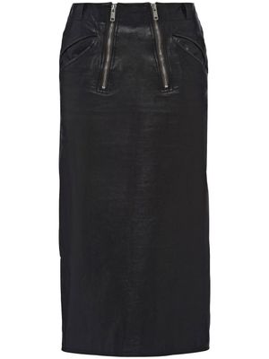 Prada jupe crayon en cuir à double zip - Noir