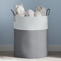 VidaXL Opbergmand ø 38x46 cm katoen grijs en wit