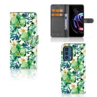 Motorola Edge 20 Pro Hoesje Orchidee Groen | Portemonnee hoesje Motorola Edge 20 Pro Hoesje Orchidee Groen | Portemonnee hoesje