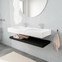 Mondiaz Alan badmeubel 120 cm solid suface planchet urban vrijhangend wastafel dubbel 2 kraangaten wit