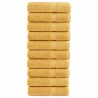 VidaXL Badhanddoeken solund 10 st 600 g/m² 100x150 cm goudkleurig