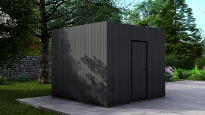 Poolhouse Trendy 300x300 cm - compleet zwart gecoat- Plat dak- - Van Kooten