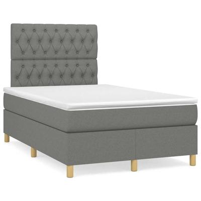 Boxspring met matras stof donkergrijs 120x190 cm