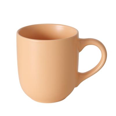 Koffiemokken Paris - 1x stuks - Keramiek - pastel oranje - 300 ml - 8 x 10 cm