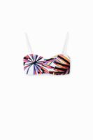 Tropische bandeau bikinitop - WHITE - L