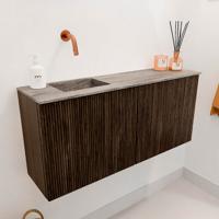 Toiletmeubel Mondiaz Joya Dlux | 90 cm | Meubelkleur Walnut | Faye wastafel Oza Wasbak Links | Zonder kraangat(en)