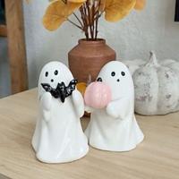 Halloween schattig spookbeeldje, hars-pompoen-houdende geest met vleermuis, doel-halloween-decoratie Lightinthebox - thumbnail