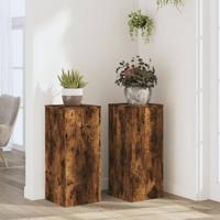 VidaXL Plantenstandaards 2 st 30x30x70 cm bewerkt hout gerookt eiken
