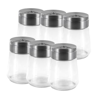 Home Deco Factory kruidenpotjes - 6x - glas - 80 ml - transparant - met strooier