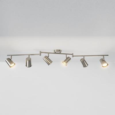Riga - LED plafondlamp - 30 Watt 2345 lumen - 6 spots - 2700K Warm wit - Draaibaar en dimbaar - GU10 - Kantelbaar - Plafondspot - IP20 Voor binnen - RVS