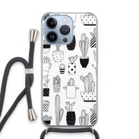 Cactusmotief: iPhone 13 Pro Transparant Hoesje met koord
