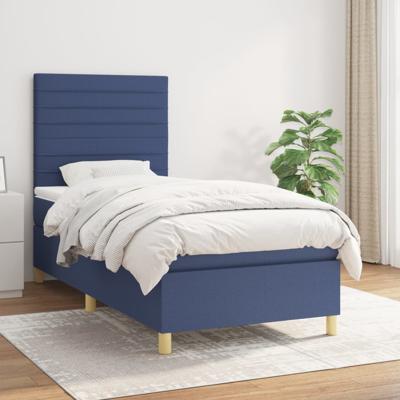 Boxspring met matras stof blauw 100x200 cm