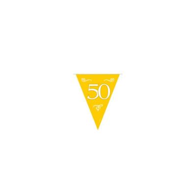Jubileum thema vlaggenlijn 50 jaar - goud - kunststof - Feest versieringen - 600 cm