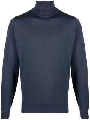 John Smedley pull en mérinos à col roulé - Bleu