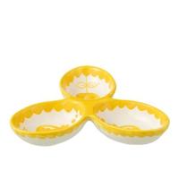 J-Line Apero Dish Granada Clover Ceramic White Yellow