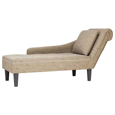 Chaise longue met kussen&rechterarmleuning kunstleer lichtgrijs