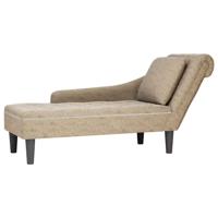 Chaise longue met kussen&rechterarmleuning kunstleer lichtgrijs