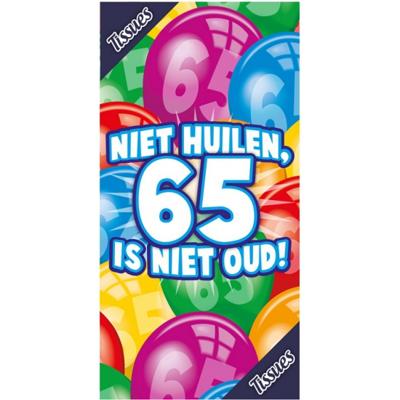 65 jaar verjaardag cadeau - Tissuebox 65 is niet oud - zakdoekjes - 22 x 11 cm