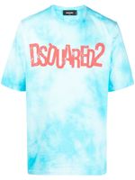 DSQUARED2 t-shirt tie-dye à logo imprimé - Bleu