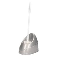 Zilveren toiletborstels/wc-borstels met houder kunststof 45 cm   - - thumbnail